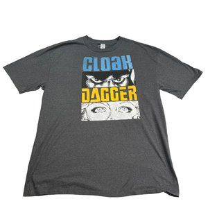 Marvel Shirt Mens XXLT Cloak Dagger Blue Yellow Graphic Tee Face Close Up Panels